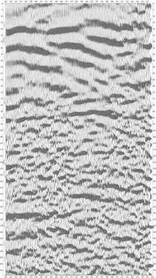 Ukázka jiného hloubkového řezu z detailní reflexní seismiky.